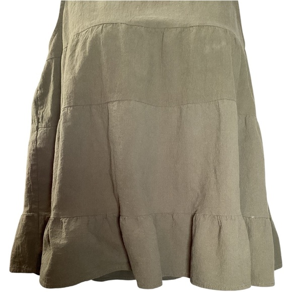 Olive Sleeveless Tiered Blouse, Stretch, Plus Size 2X - Picture 4 of 10